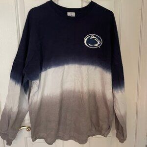 Women's Navy Penn State Nittany Lions Ombre Long Sleeve Dip-Dyed Spirit Jersey